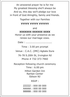 Christian wedding invitation card wording