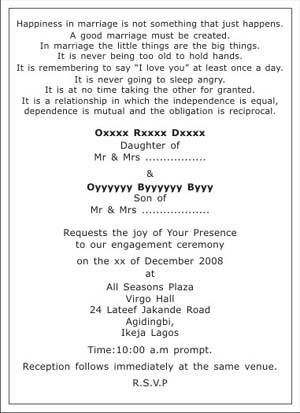 Hindu wedding ring ceremony invitation wordings