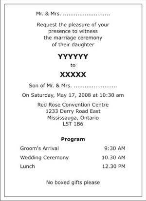 Our wedding program samples and wedding program wordings gives you an idea