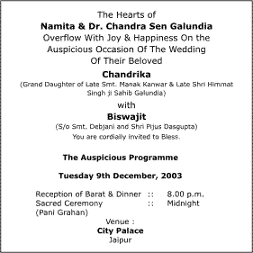 Indian wedding invitation reception card wording