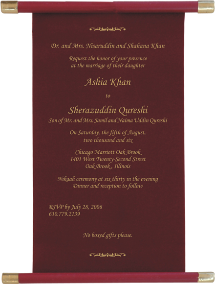 letter ceremony invitation wedding Muslim Samples Printed letter ceremony invitation wedding Muslim Samples Printed