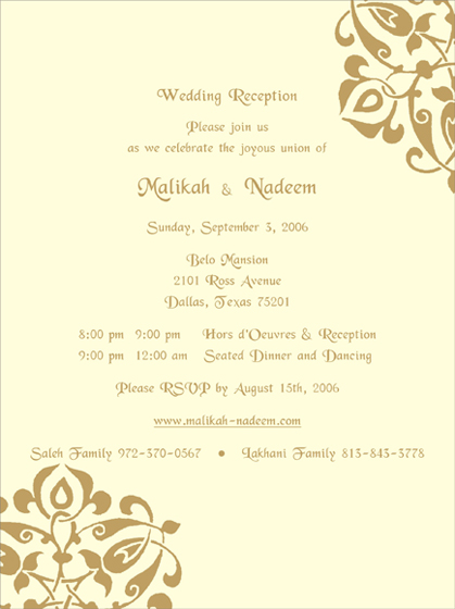 Wedding Reception Invitation Card 8